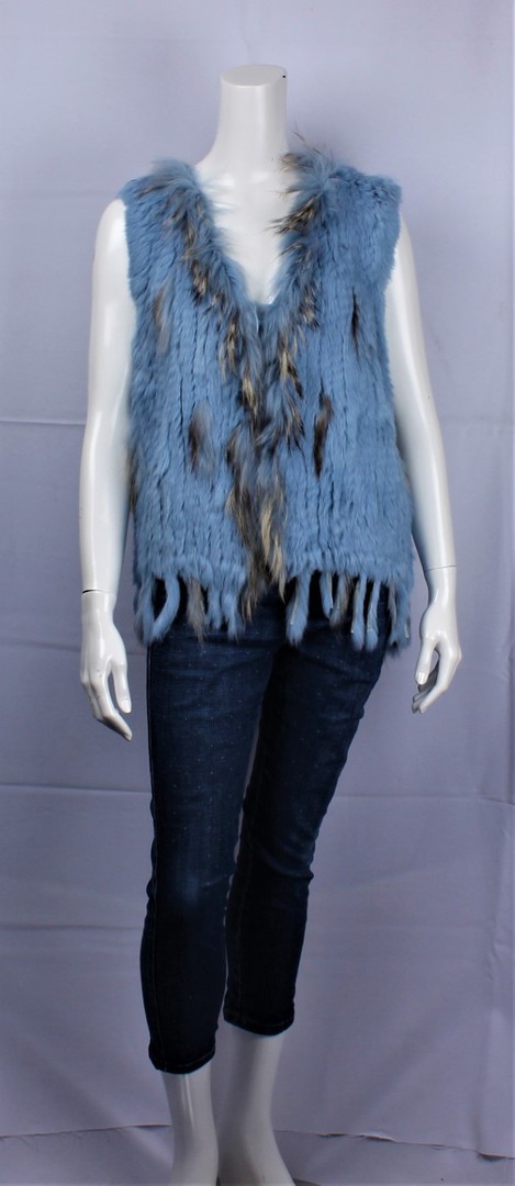 Alice & Lily rabbit fur vest blue STYLE: SC/4374BLU image 0